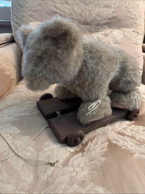 Mohair Artist  Pull-Along Bear Toy in Tan